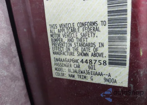 2017 Nissan Maxima 3.5 Sl из США, поврежденный, VIN 1N4AA6AP6HC448758